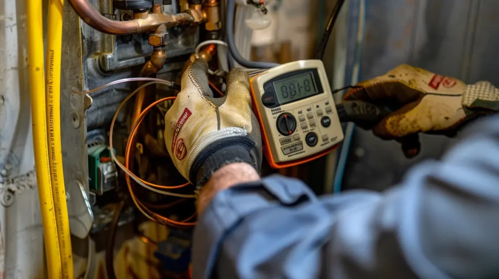 A certified local technician conducting electrical testing to provide an accurate bucks well pump repair and troubleshooting service.